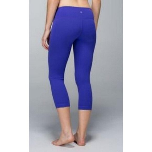 LULULEMON Wunder Under Reversible Purple Black Low-Rise Yoga Leggings Pants - Picture 3 of 8